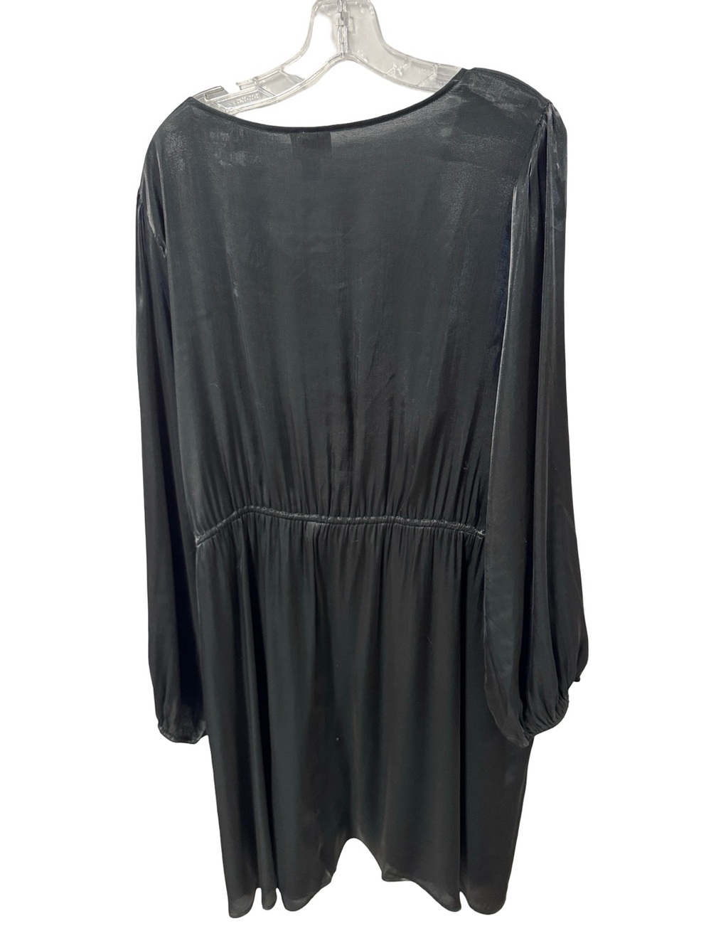 Ava & Viv Charcoal Satin-Look Long Sleeve Wrap Dress - Picture 4 of 5